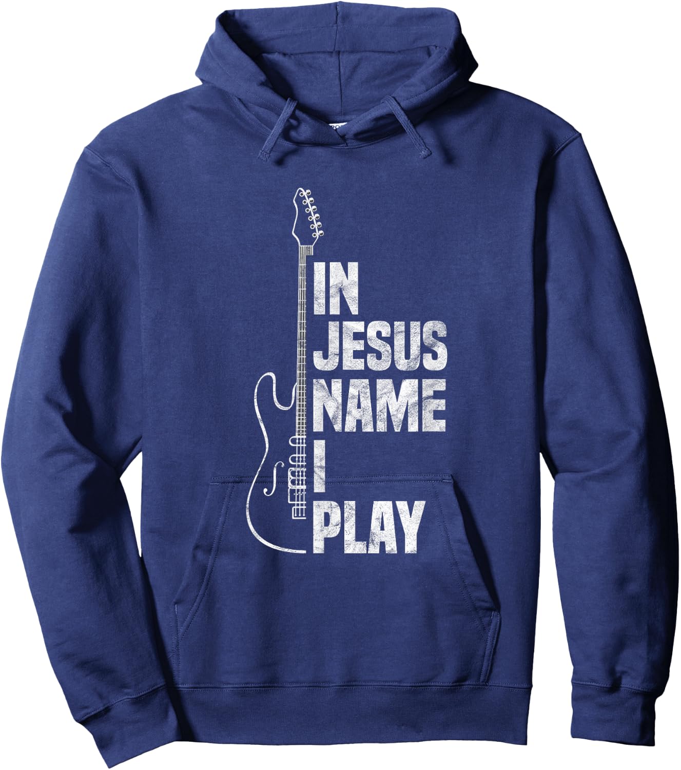 in Jesus Name I Play Guitar Christian Guitar Player Hoodie - Hoodie | Navy
