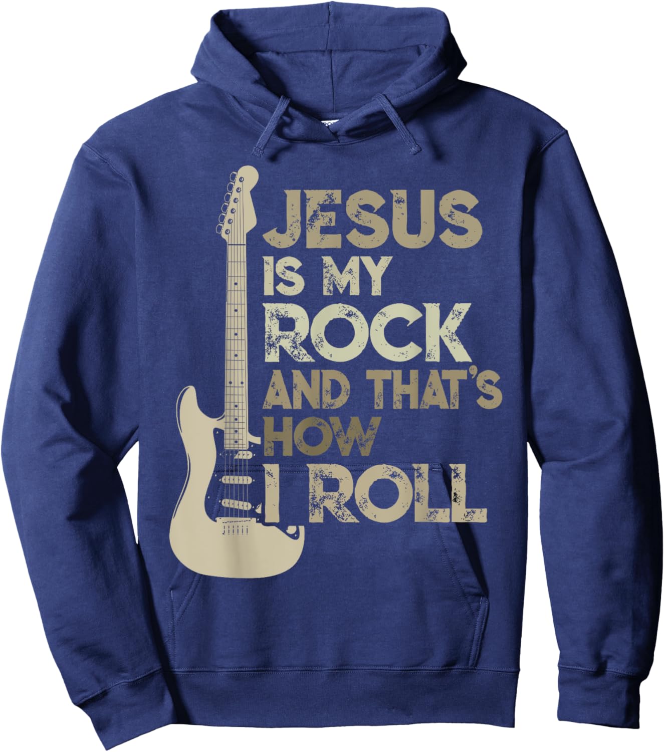 Jesus Is My Rock And That Is How I Roll Christian Guitarist Hoodie - Hoodie | Navy