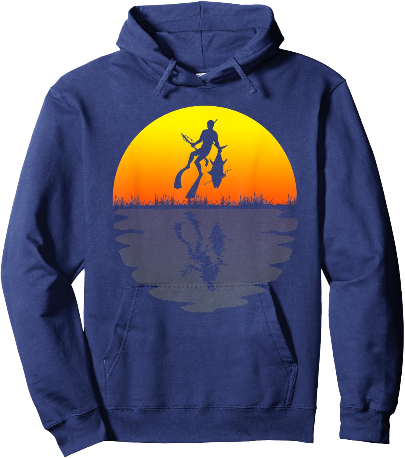 Spearfishing shirt retro sunset 70s vintage Spearfishing Hoodie - Hoodie | Navy