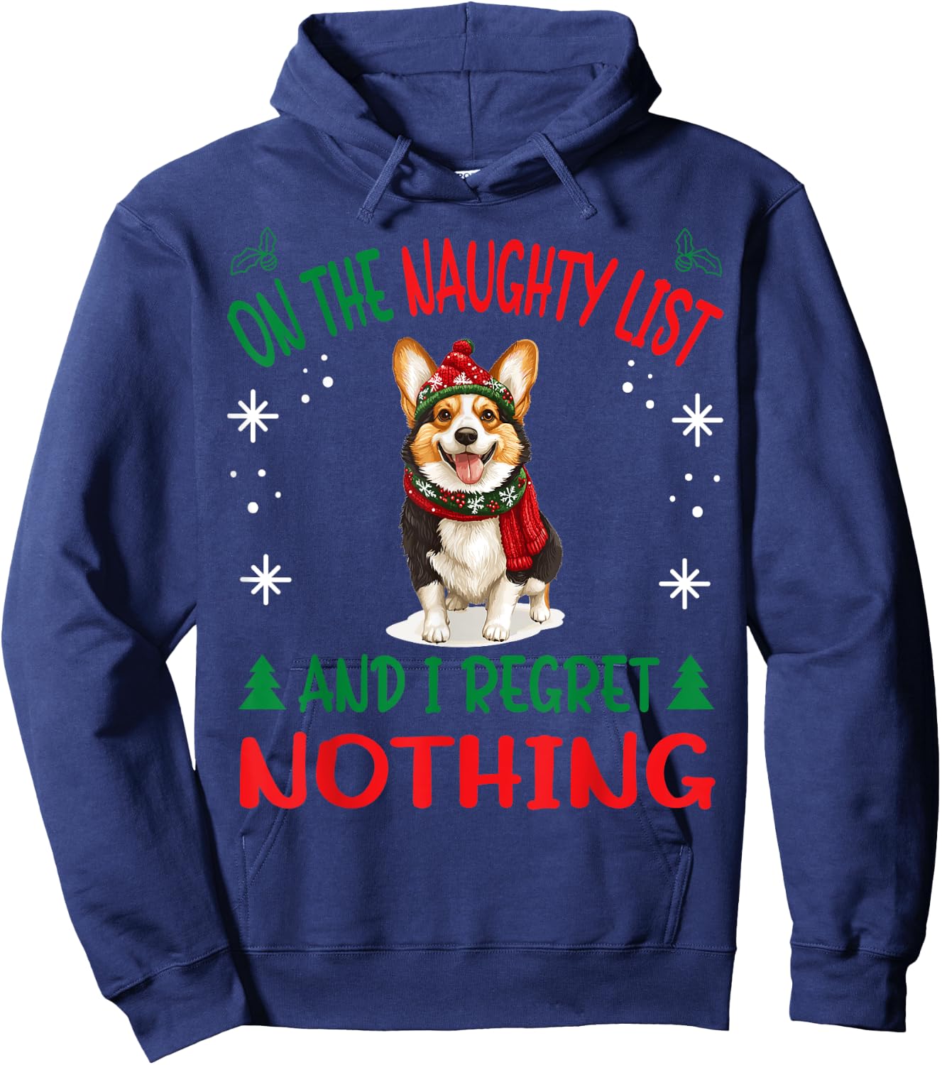 Cute Cardigan Welsh Corgi Dog Christmas On The Naughty List Women Hoodie - Hoodie | Navy