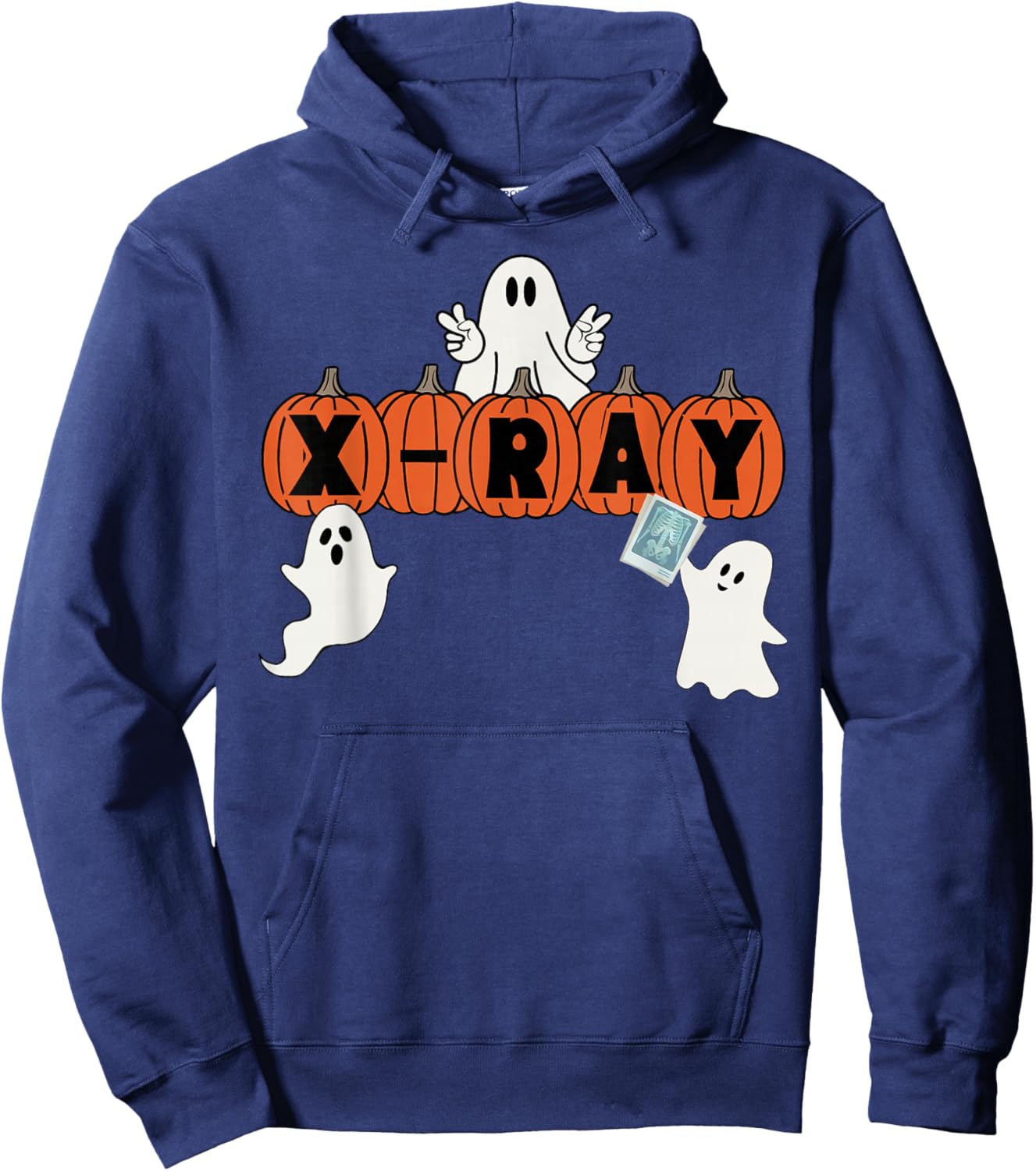 Funny X-Ray Tech Halloween Pumpkins Ghost Radiology Tech Hoodie - Hoodie | Navy