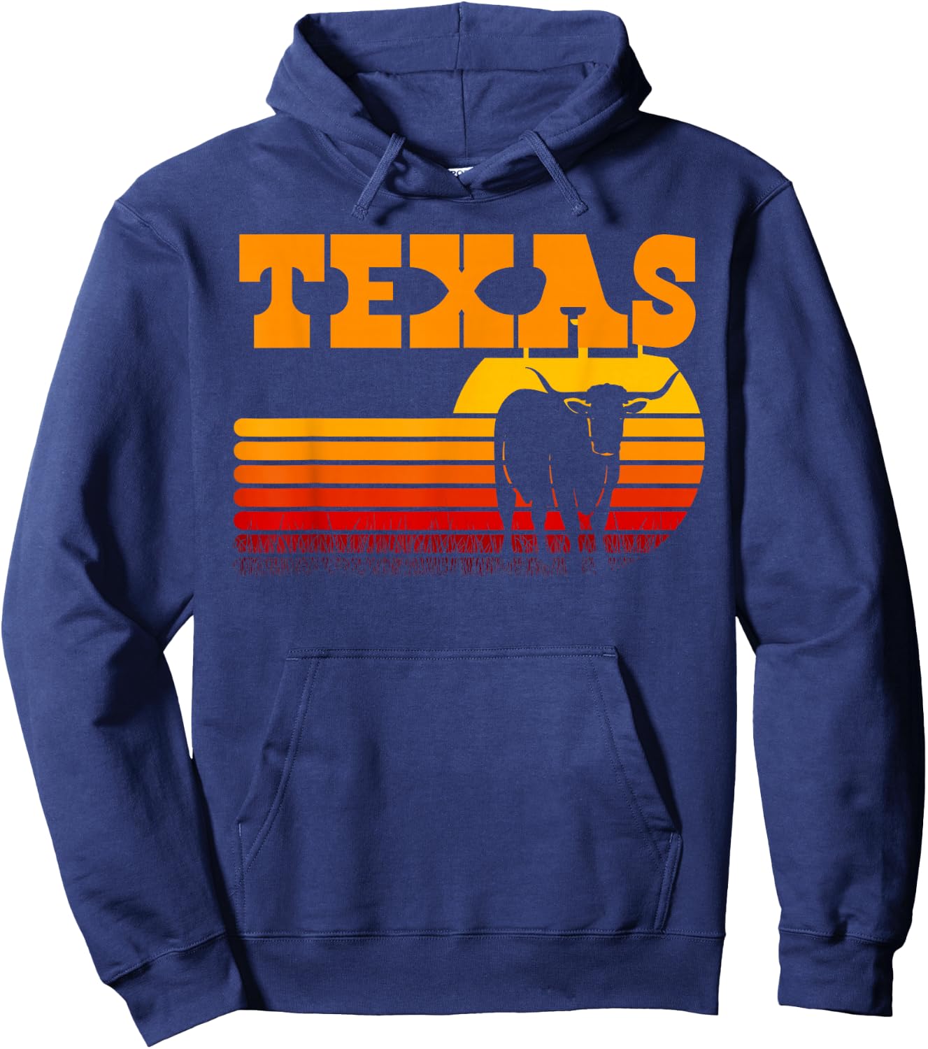 Texas Longhorn Shirts Vintage Retro Sunset Texas Hoodie - Hoodie | Navy