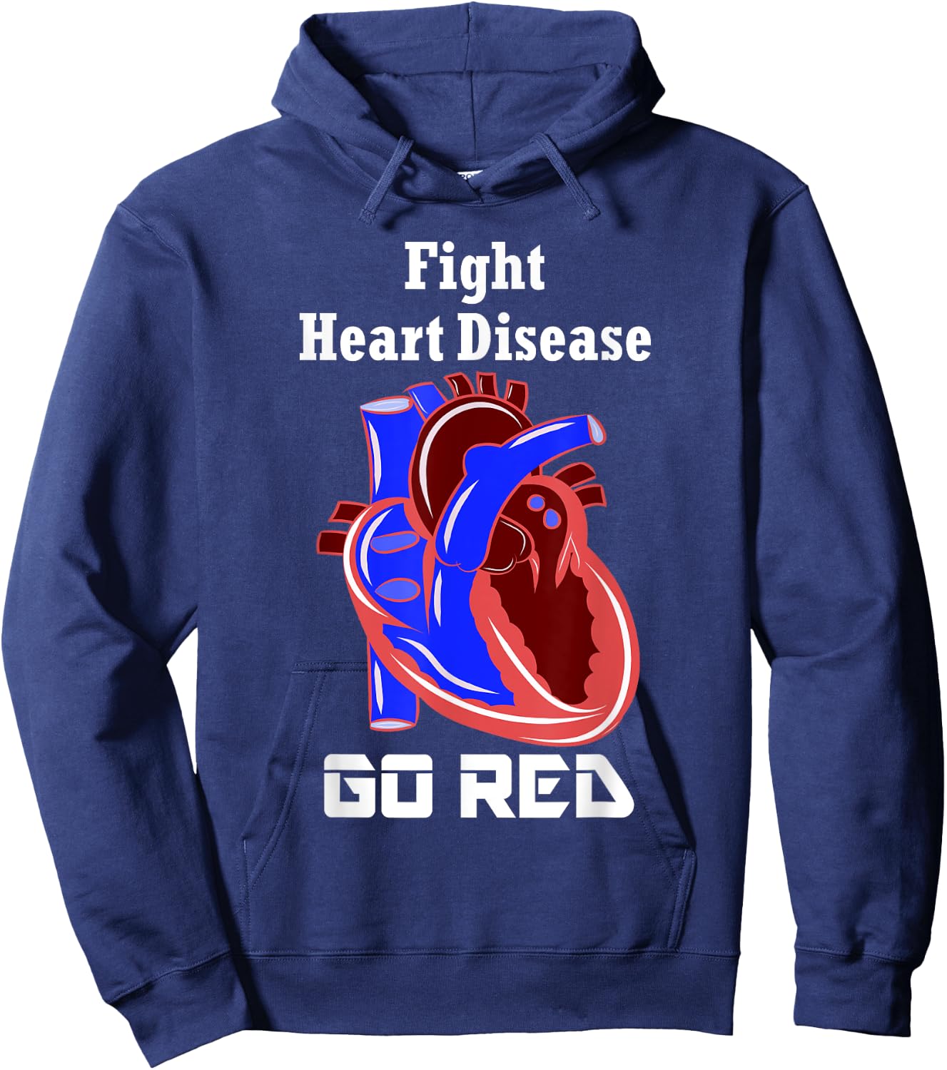 Go Red Heart Disease Shirt, American Heart Month Hoodie - Hoodie | Navy