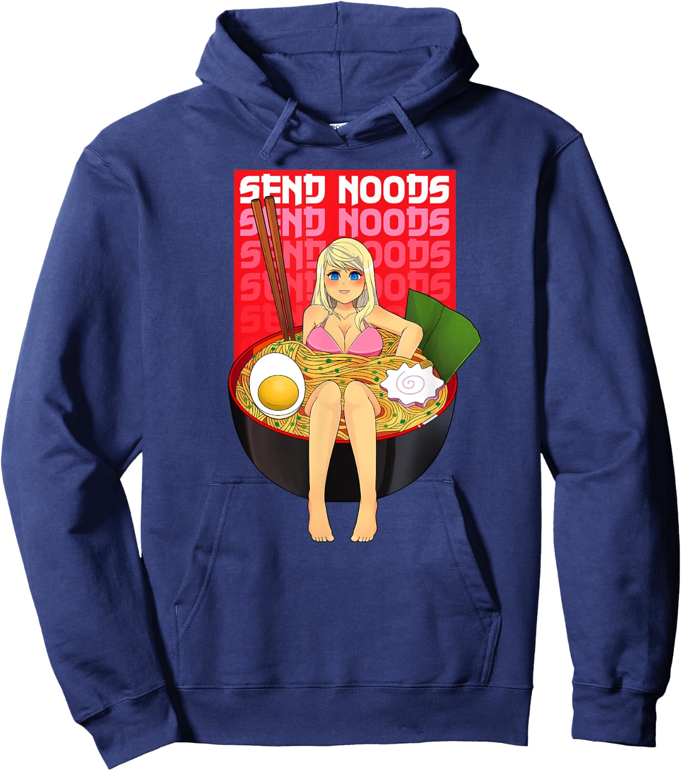 Spicy Ramen Bowl Lewd Noodle Send Noods Kawaii Ecchi Hentai Hoodie - Hoodie | Navy