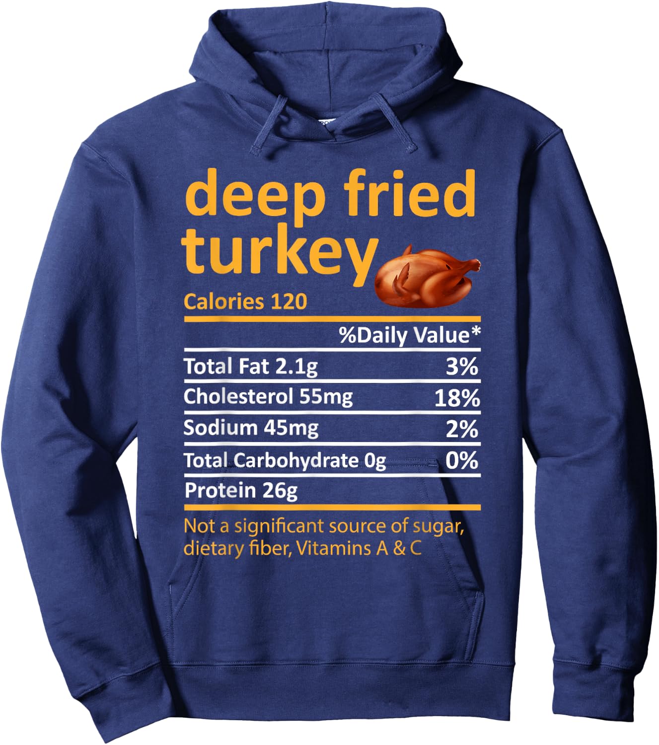 Deep Fried Turkey Nutrition Food Facts Thanksgiving Costume Hoodie - Hoodie | Navy