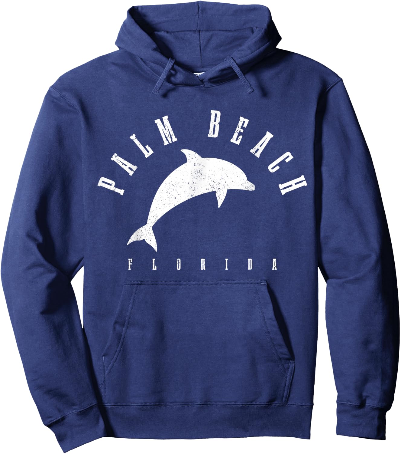 Palm Beach Florida FL Vintage Dolphin Vacation Hoodie - Hoodie | Navy