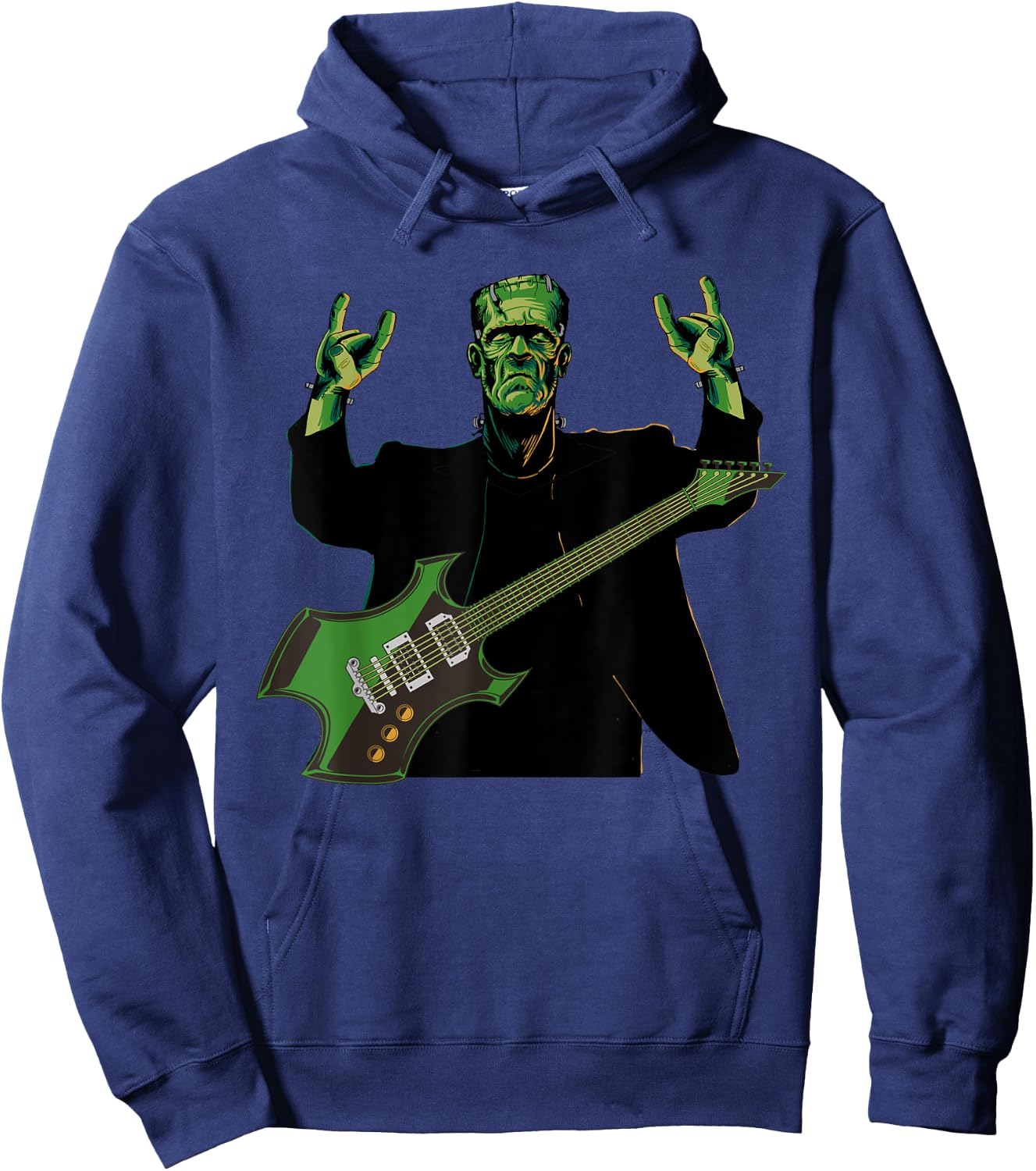 Rock Hands Frankenstein Guitar Player Funny Halloween Hoodie - Hoodie | Navy