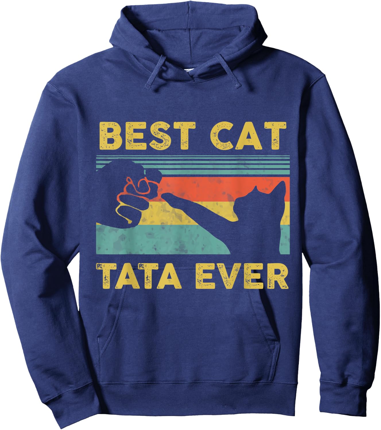 Best Cat Tata Ever Vintage Cats Happy Father's Day Hoodie - Hoodie | Navy