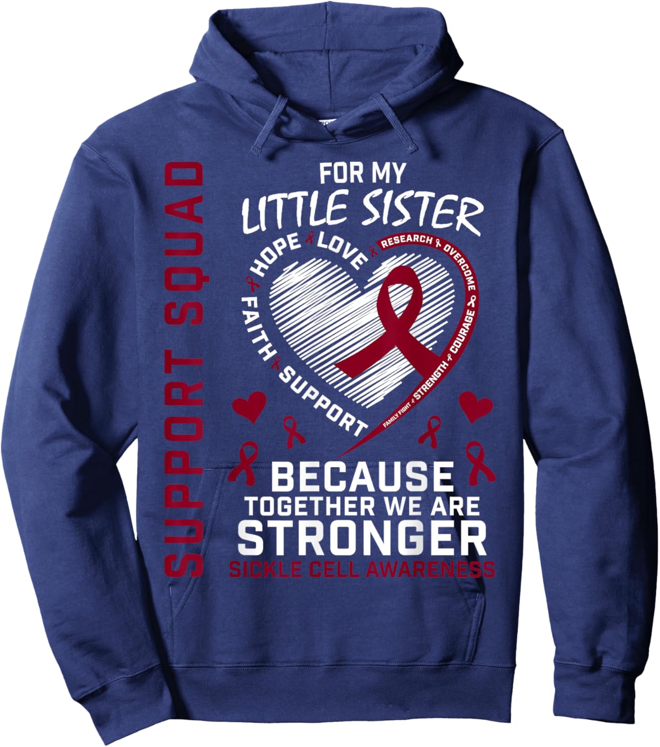 Sickle Cell Awareness Shirt Little Sister Group Shirts Hoodie - Hoodie | Navy