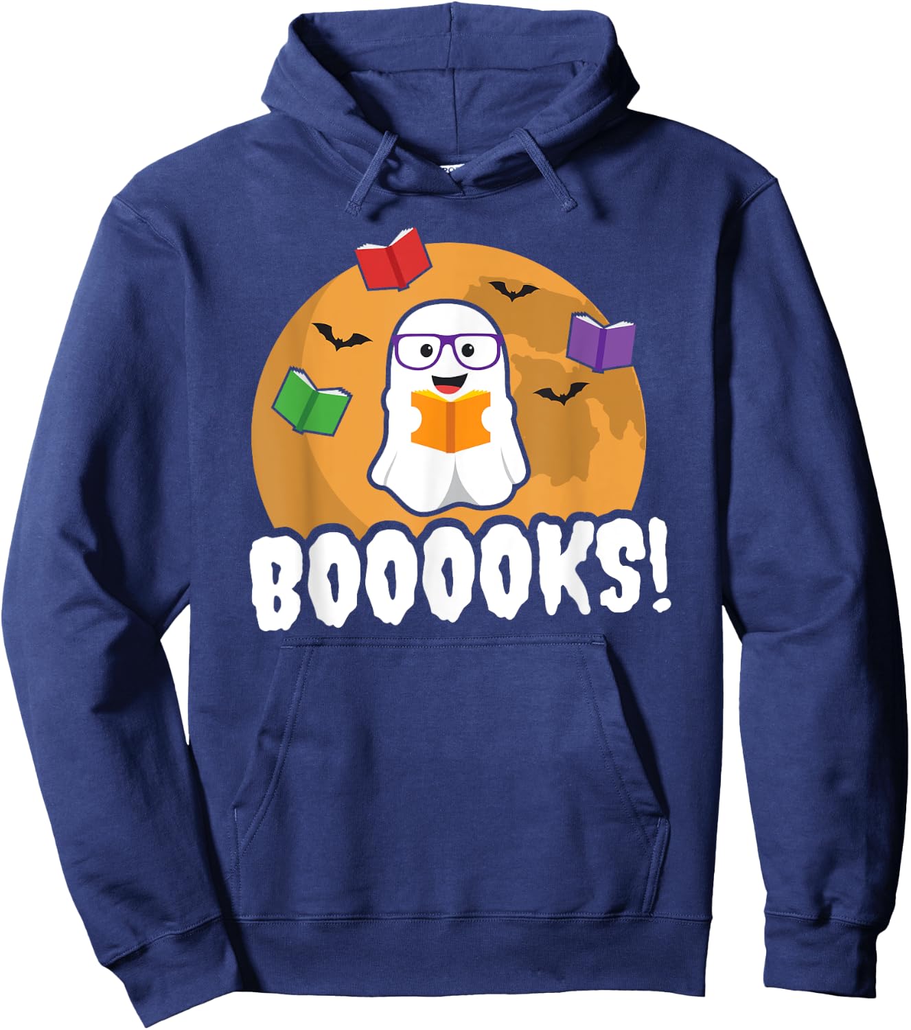 Booooks Ghost T Shirt Boo Read Books Library Funny Gift Hoodie - Hoodie | Navy