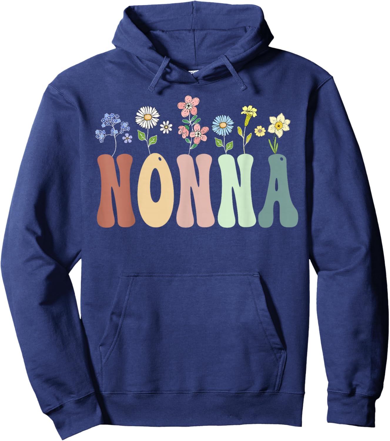 Nonna Gifts Women Wildflower Floral Design Nonna Hoodie - Hoodie | Navy