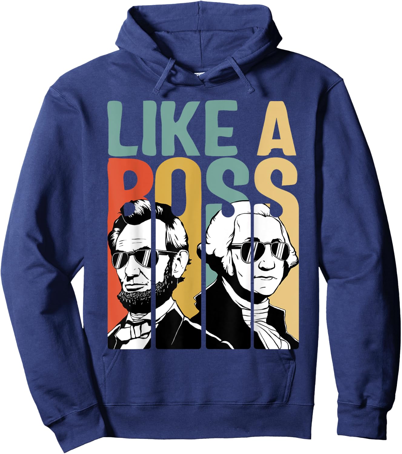 American History Co. Presidents Day Washington Lincoln Abe George - Black, , Short Sleeve, Classic Fit, Small Hoodie - Hoodie | Navy