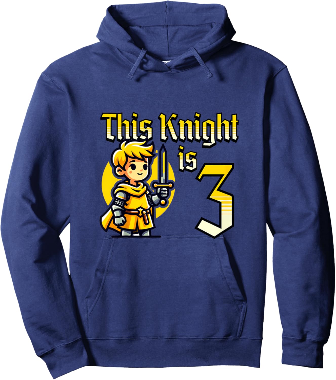 Kids Medieval Knight Sword 3 Year Old 3rd Birthday Boy Hoodie - Hoodie | Navy