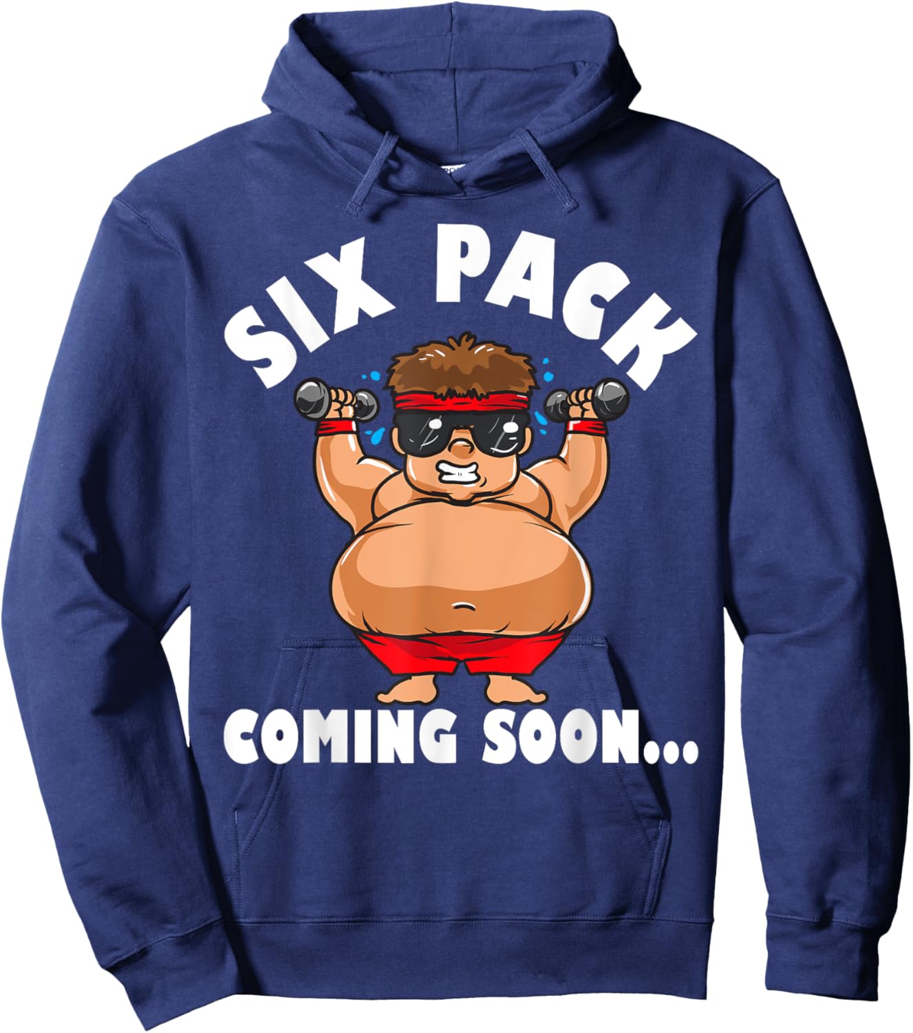 Men Funny Gym Six Pack Coming Soon - Cartoon design Hoodie - Hoodie | Navy