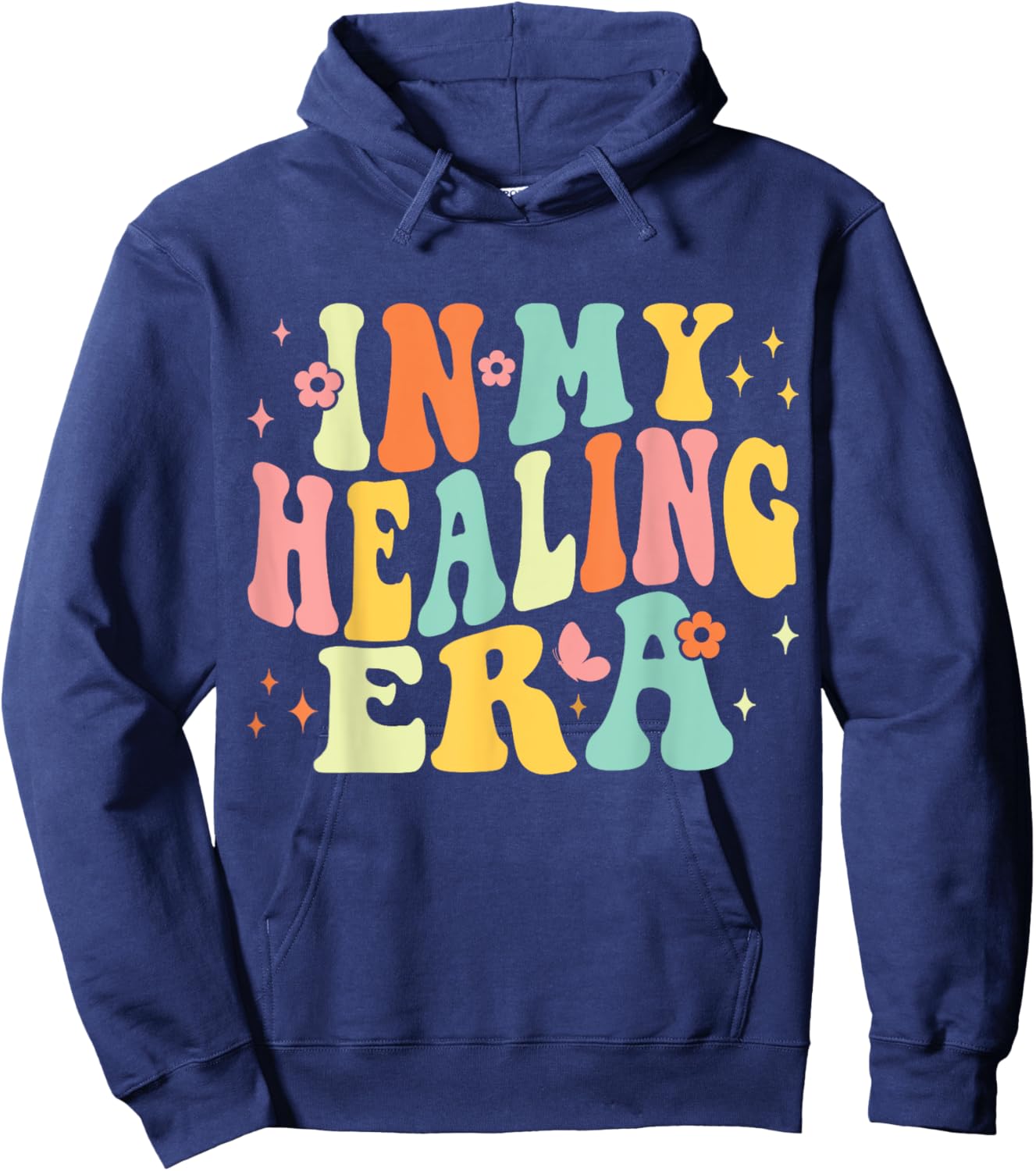 In My Healing Era Groovy Retro Mental Health Awareness Month Hoodie - Hoodie | Navy