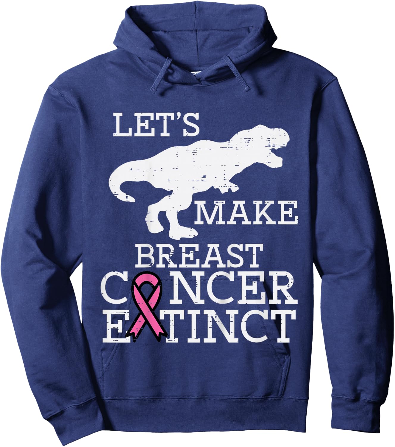 Kids Extinct Dino Trex Breast Cancer Awareness Kids Toddler Boys Hoodie - Hoodie | Navy