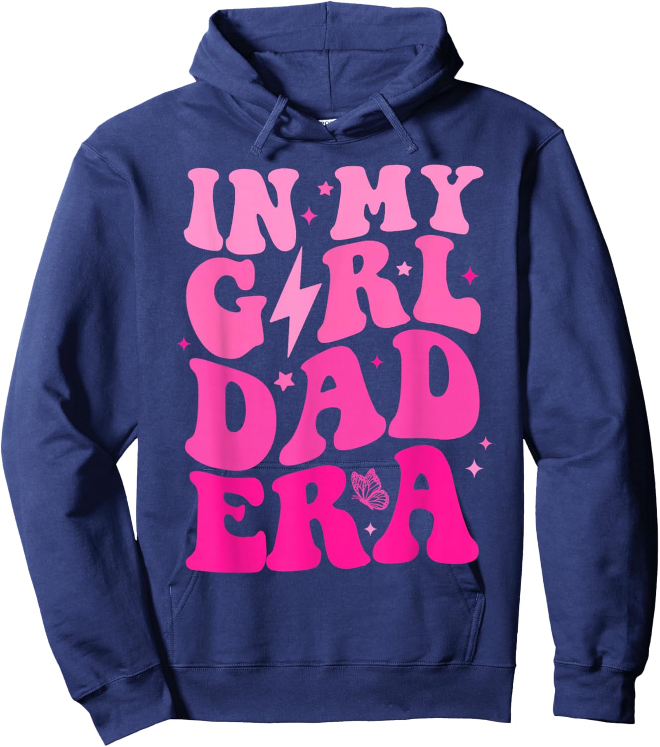in My Dad Era Girl Groovy Retro Papa Fathers Day Hoodie - Hoodie | Navy