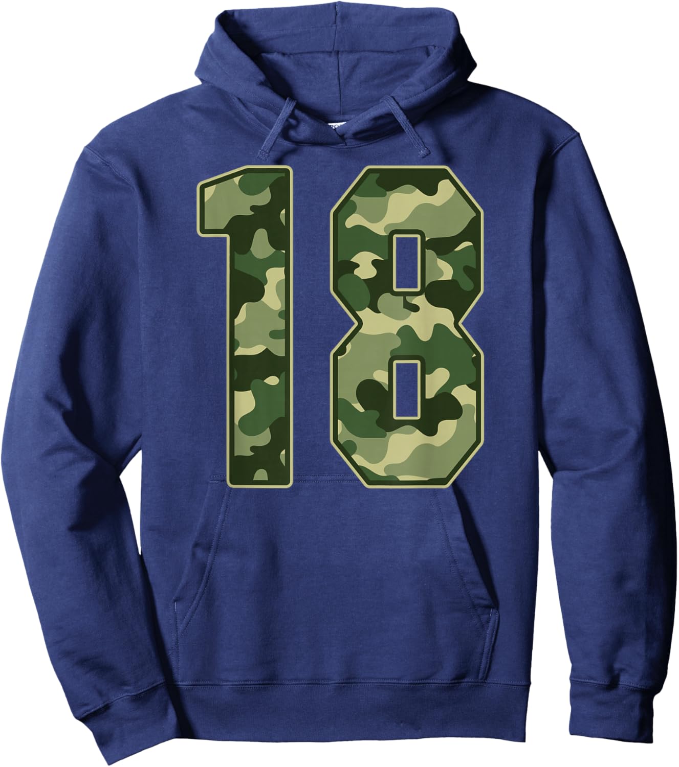 Camo #18 Jersey Number 18 Uniform Fan Favorite Player Hoodie - Hoodie | Navy