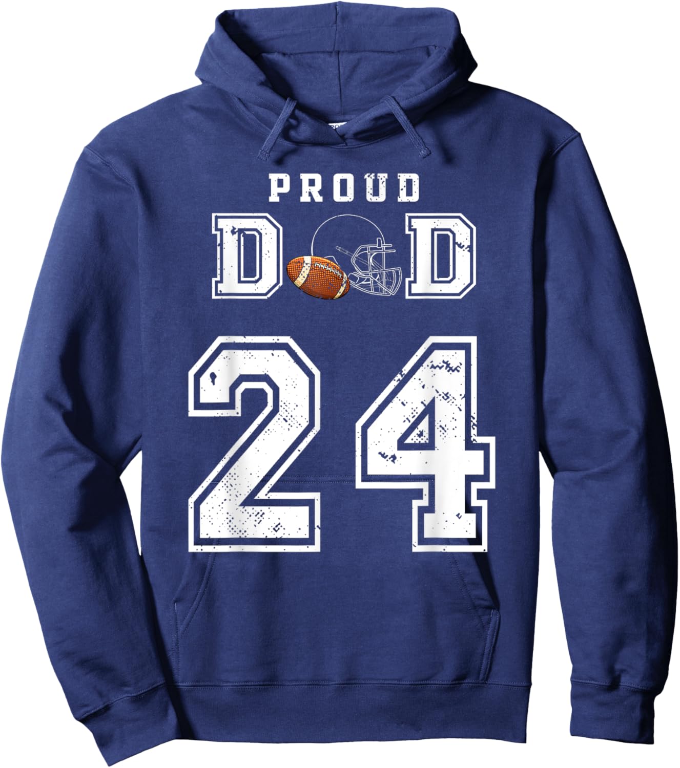 Custom Proud Football Dad Number 24 Personalized Hoodie - Hoodie | Navy