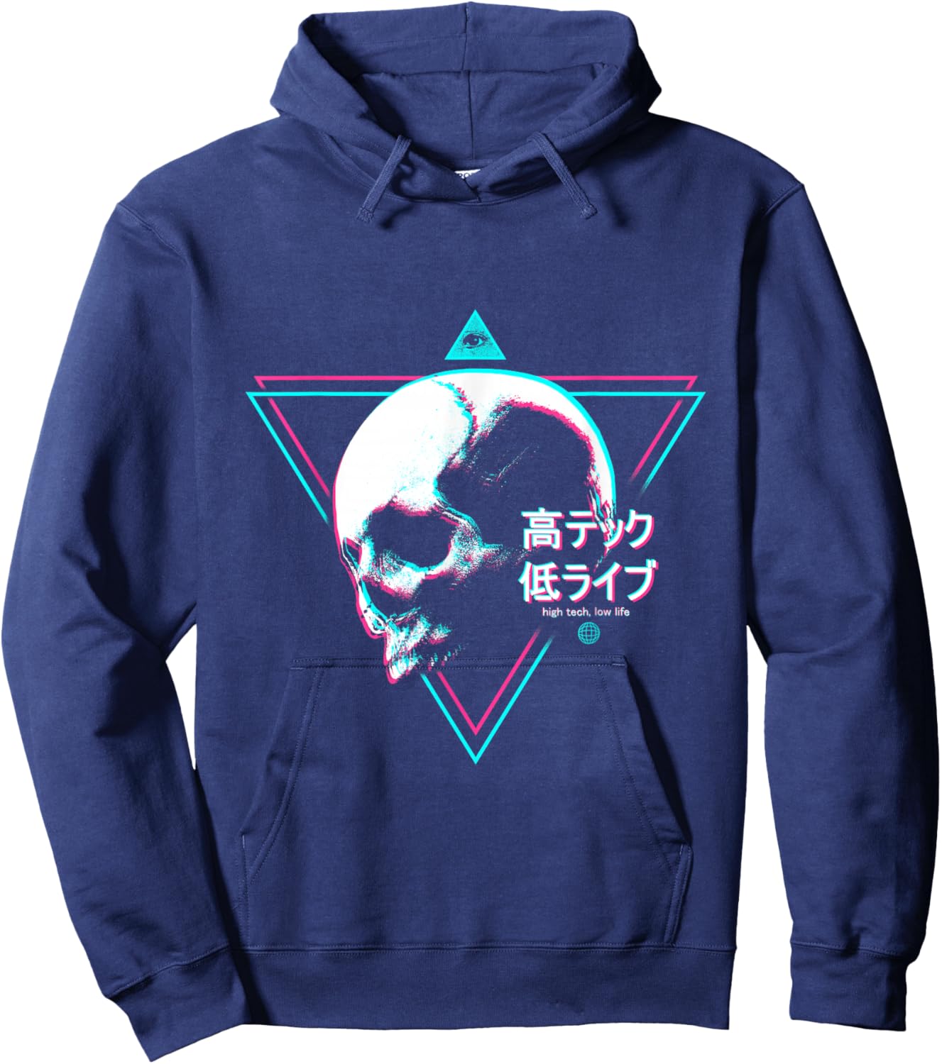 Cyberpunk Skull High Tech Low Life Japanische Streetwear Otaku Hoodie - Hoodie | Navy