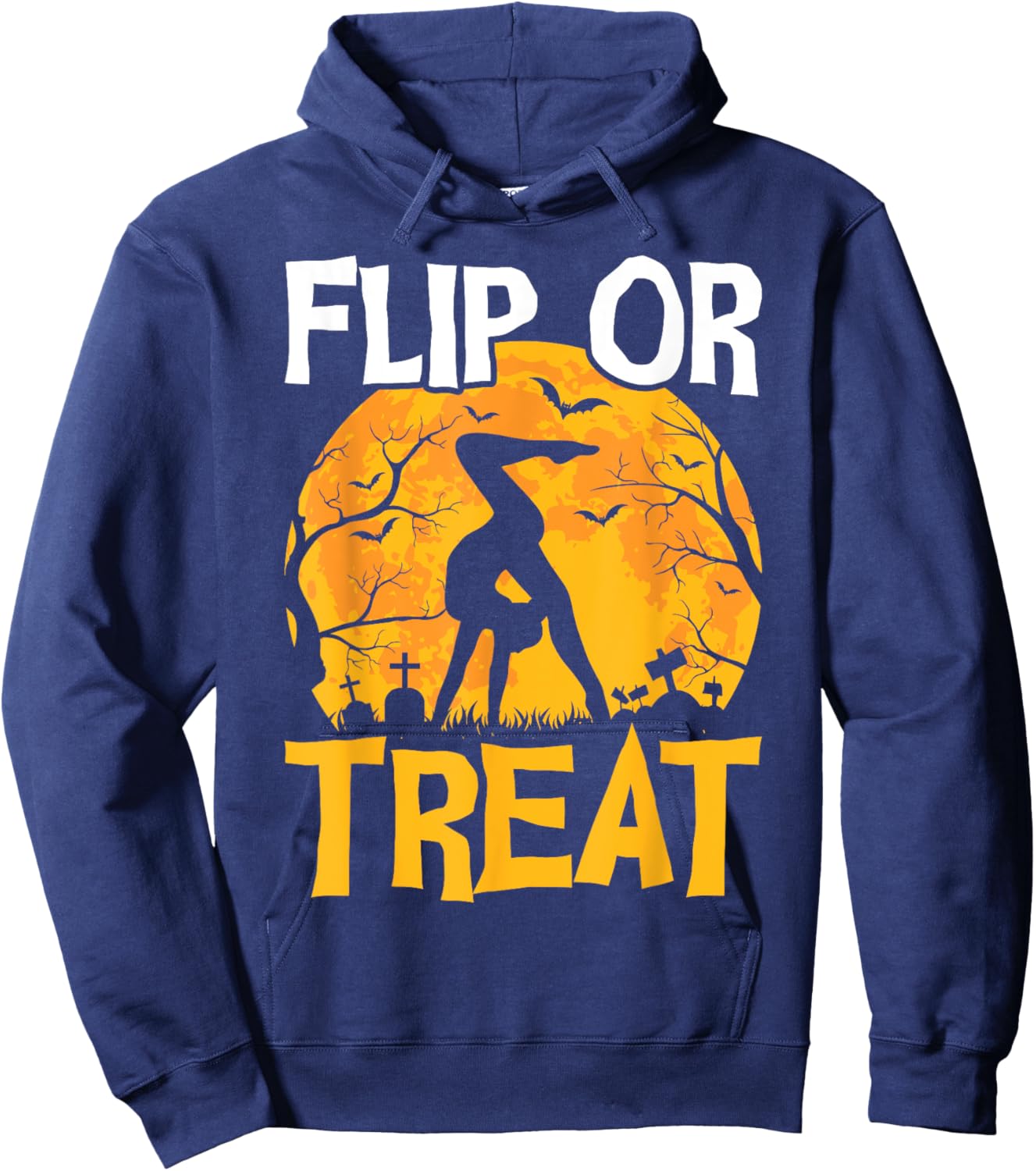 Gymnastics Halloween Flip or Treat Halloween Gymnastics Hoodie - Hoodie | Navy