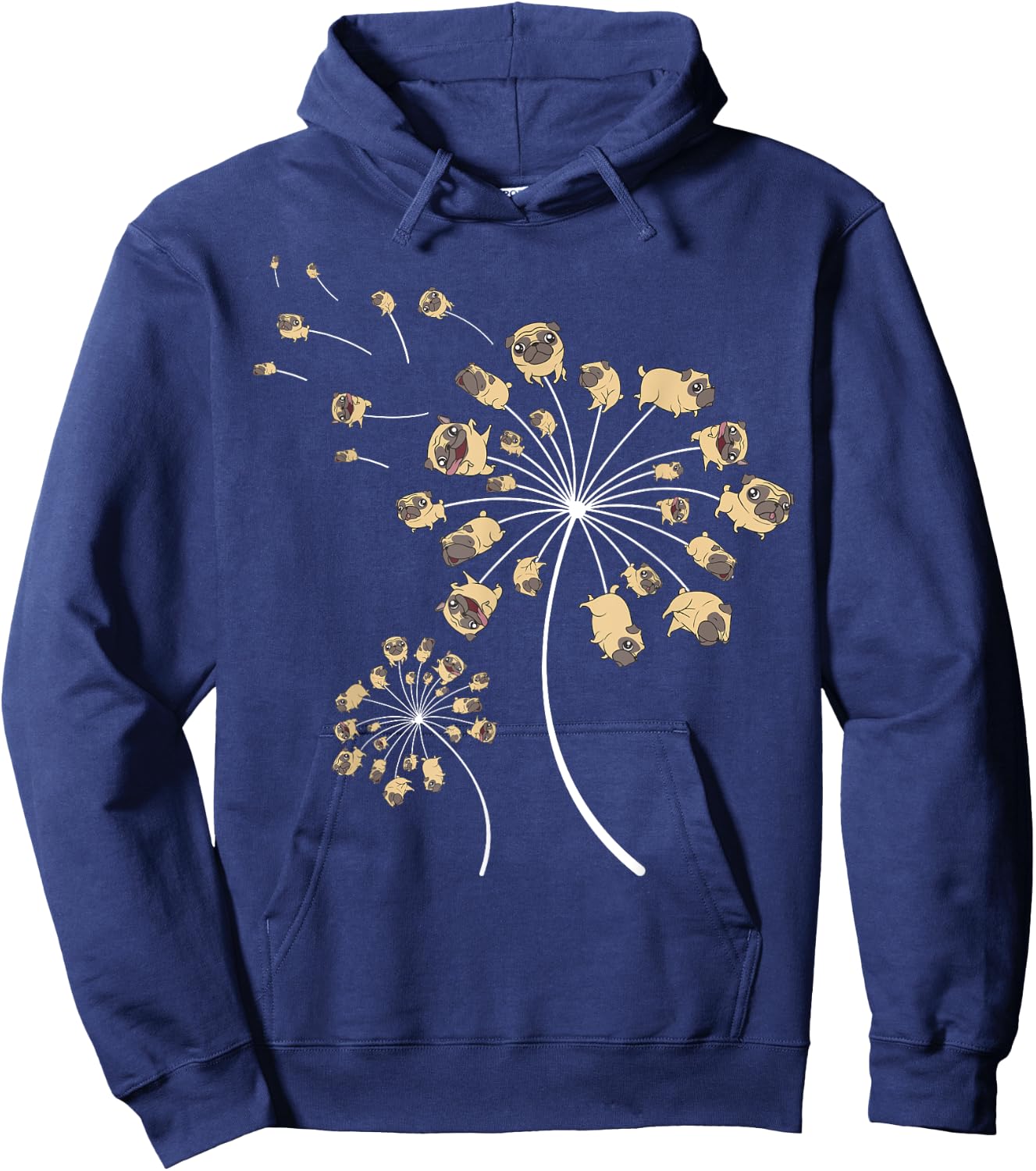 Funny Pug Gift Women Cool Flower Dog Dandelion Lover Hoodie - Hoodie | Navy