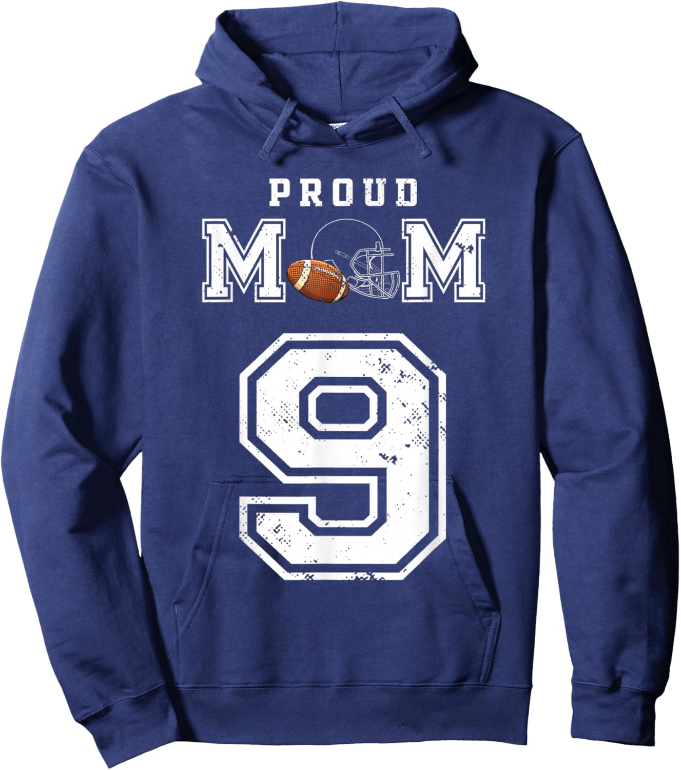 Custom Proud Football Mom Number 9 Personalized Hoodie - Hoodie | Navy