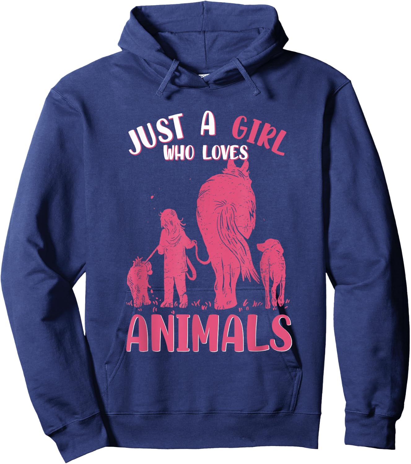 Just A Girl Who Loves Animals, Dogs and Horse Hoodie - Hoodie | Navy