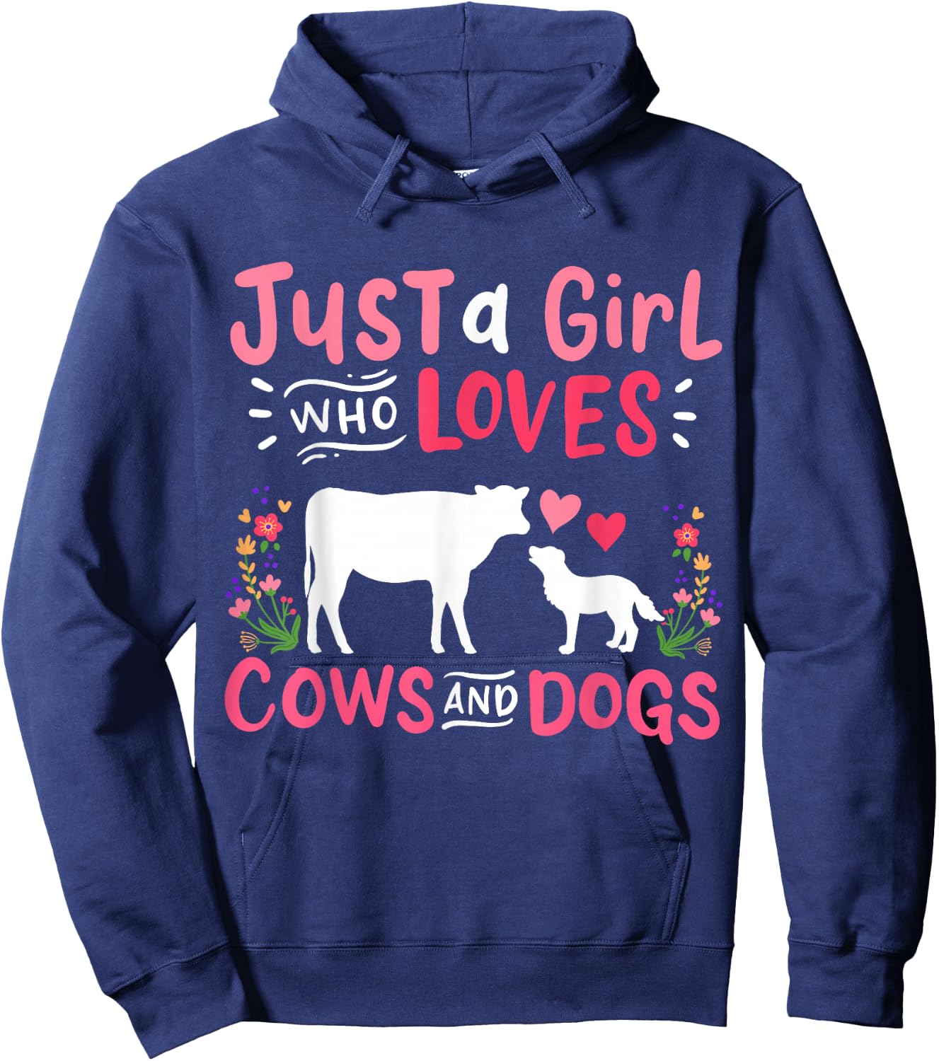 Cow Lover Gift Just a Girl Who Loves Cows and Dogs Farmer Hoodie - Hoodie | Navy