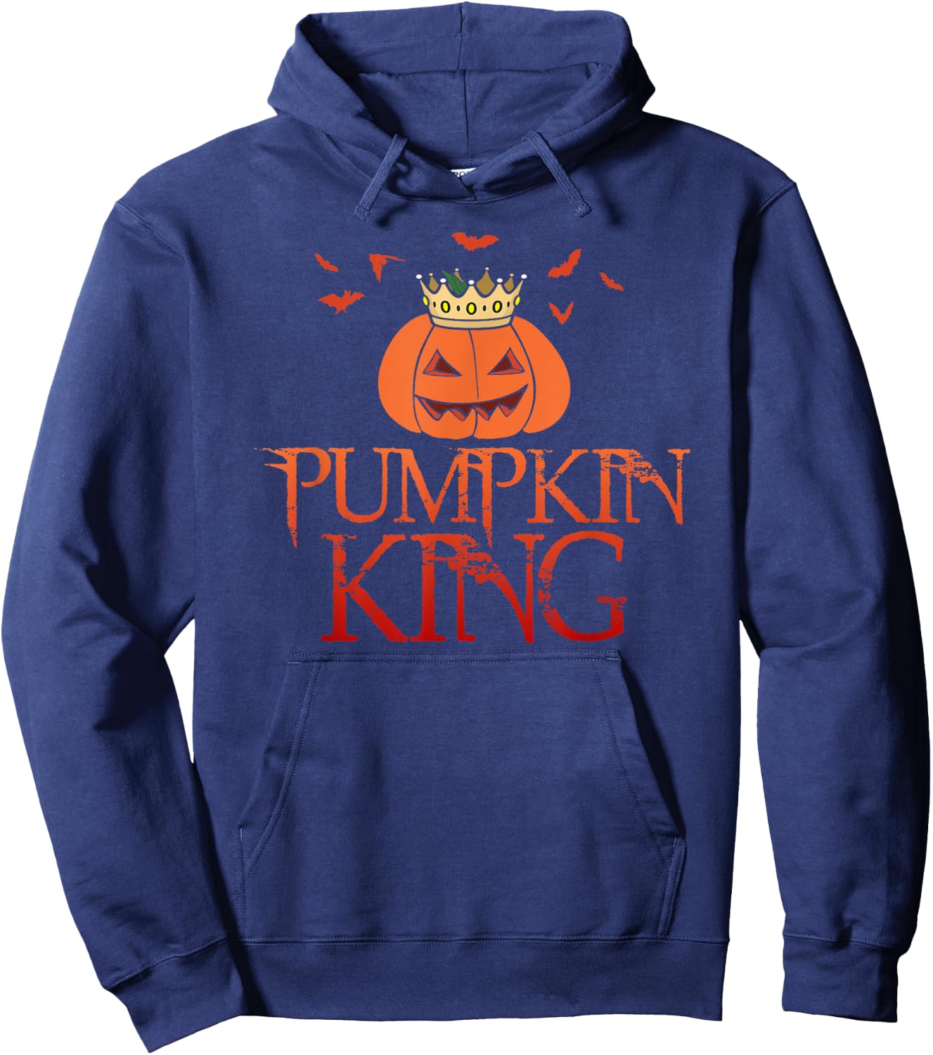 The Pumpkin King Crown Halloween Jack O Lantern scary face Hoodie - Hoodie | Navy