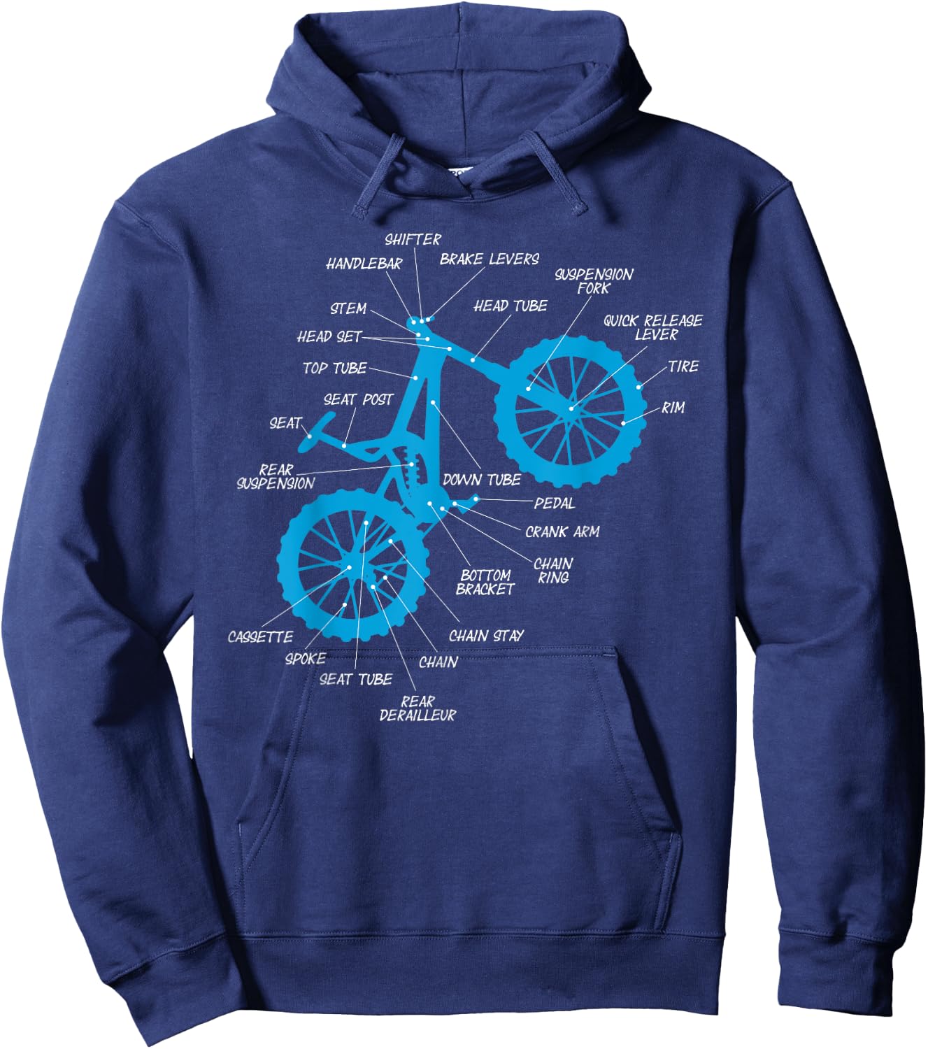Fully MTB Anatomy - Mountain Bike Parts Cross Cycling Hoodie - Hoodie | Navy