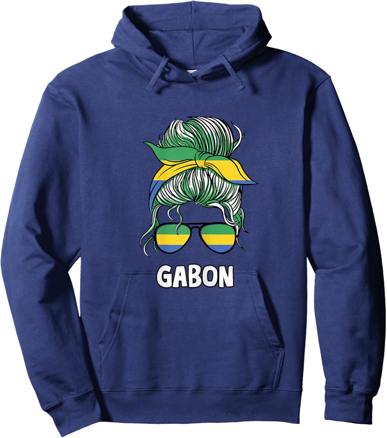 African Flag Gabon Girl , white, Female X-Small Hoodie - Hoodie | Navy