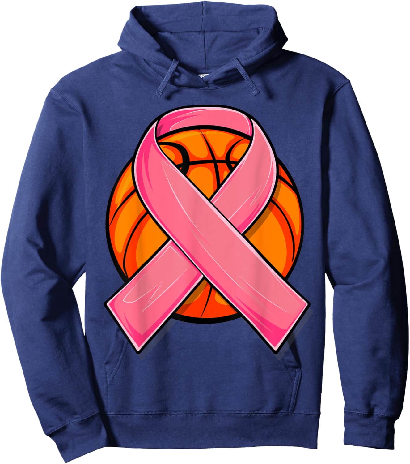 Breast Cancer Awareness Basketball Shirt Pink Cancer Support Hoodie - Hoodie | Navy