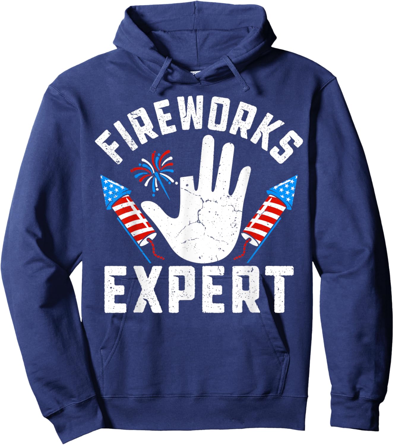 Missing Finger Fireworks Expert Funny 4th Of July Patriotic Hoodie - Hoodie | Navy