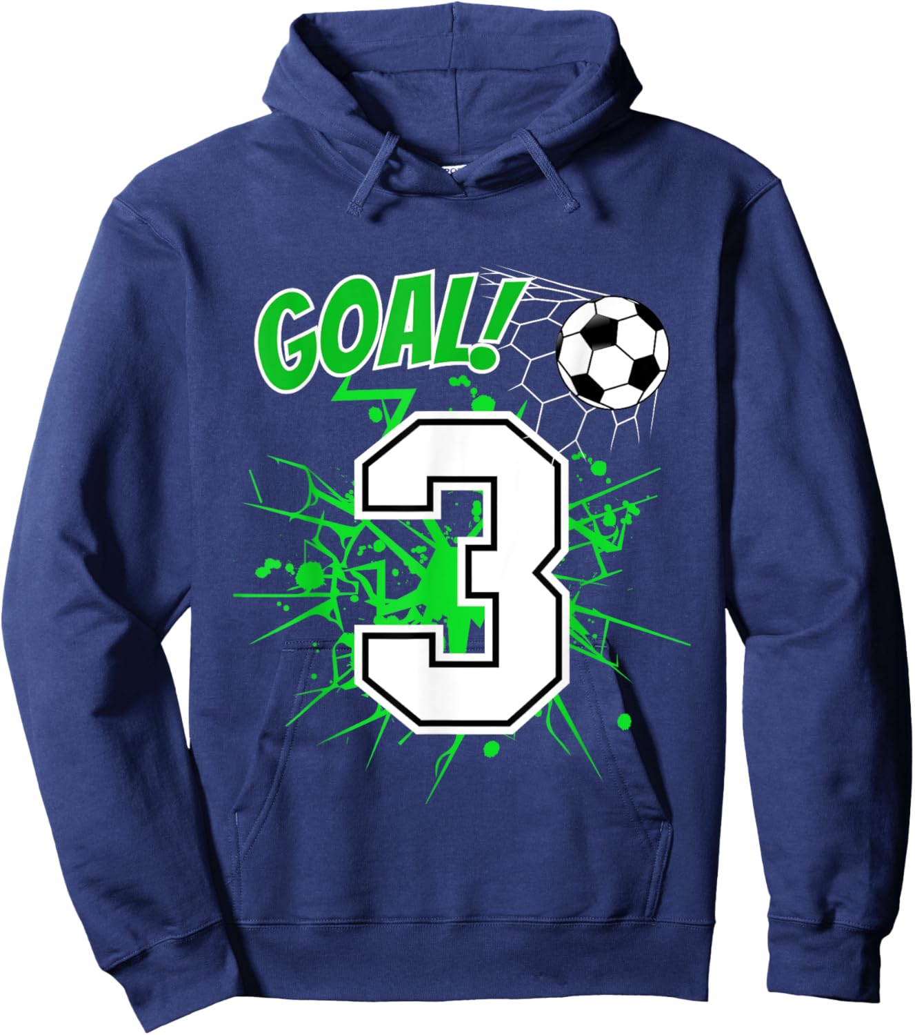Boy 3 Years Old Kids 3rd Soccer Birthday Ball Theme Hoodie - Hoodie | Navy
