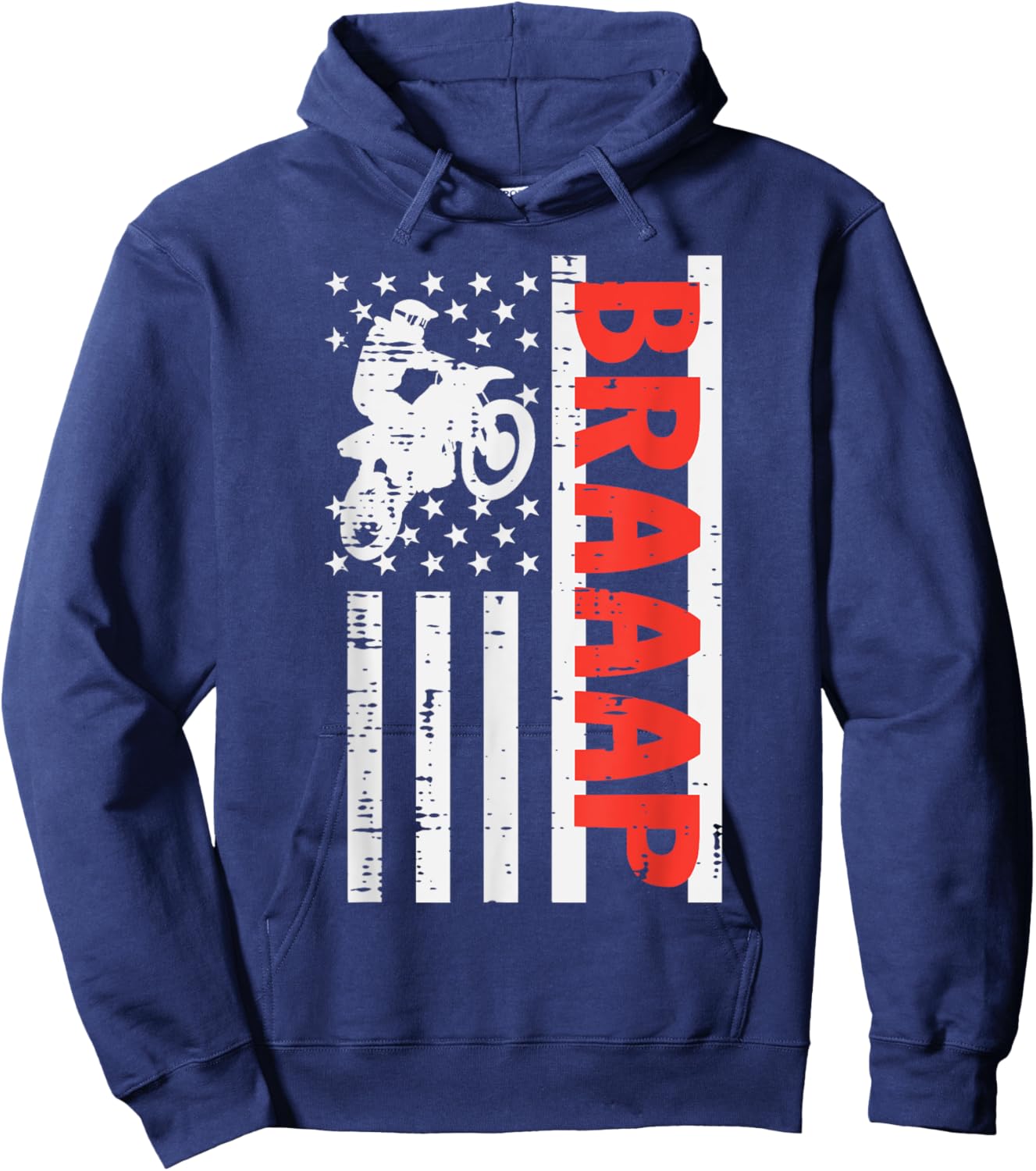Dirt Bike Braaap US Flag Motocross Men Women Boys Kids Hoodie - Hoodie | Navy