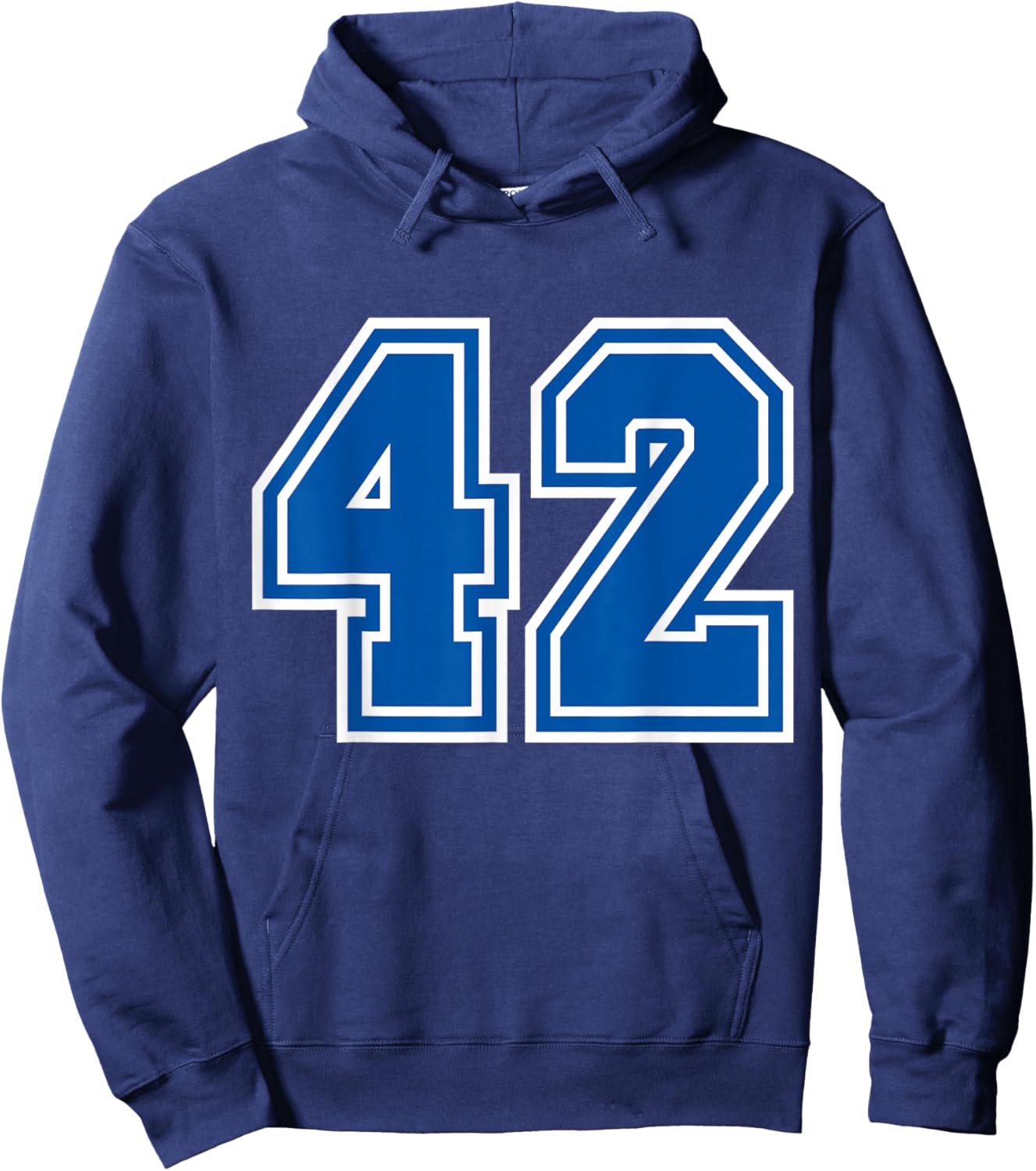 Number #42 Blue Sports Team Varsity Number Hoodie - Hoodie | Navy