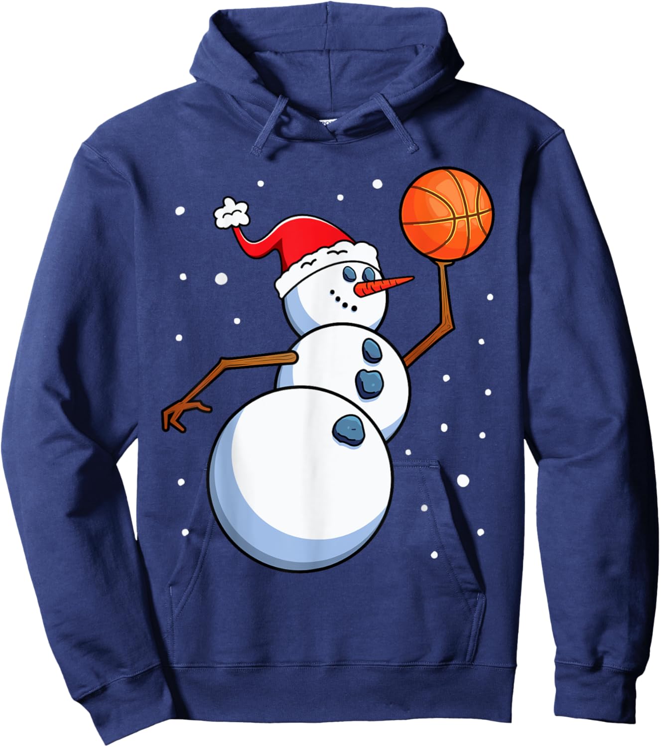 Snowman Basketball Player Santa Hat Men Boys Christmas Xmas Hoodie - Hoodie | Navy