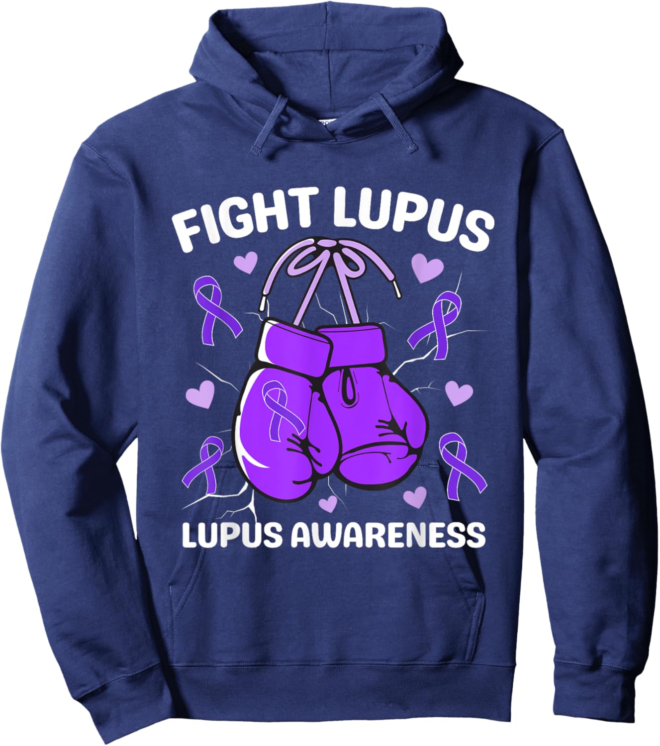 Fight Lupus Purple Awareness Ribbon Lupus Fighter Women Men Hoodie - Hoodie | Navy