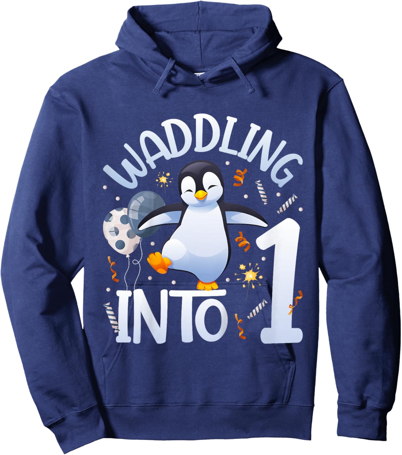 1st Penguin Birthday Party One Year Old Penguins Hoodie - Hoodie | Navy