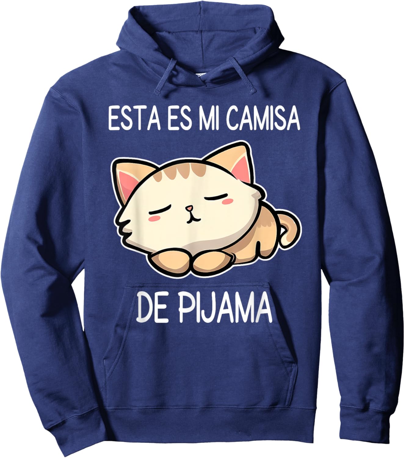 Sleepy Cat Pyjamas Spanish Pijama Cute Sleeping Cat Women Girls Kids Hoodie - Hoodie | Navy