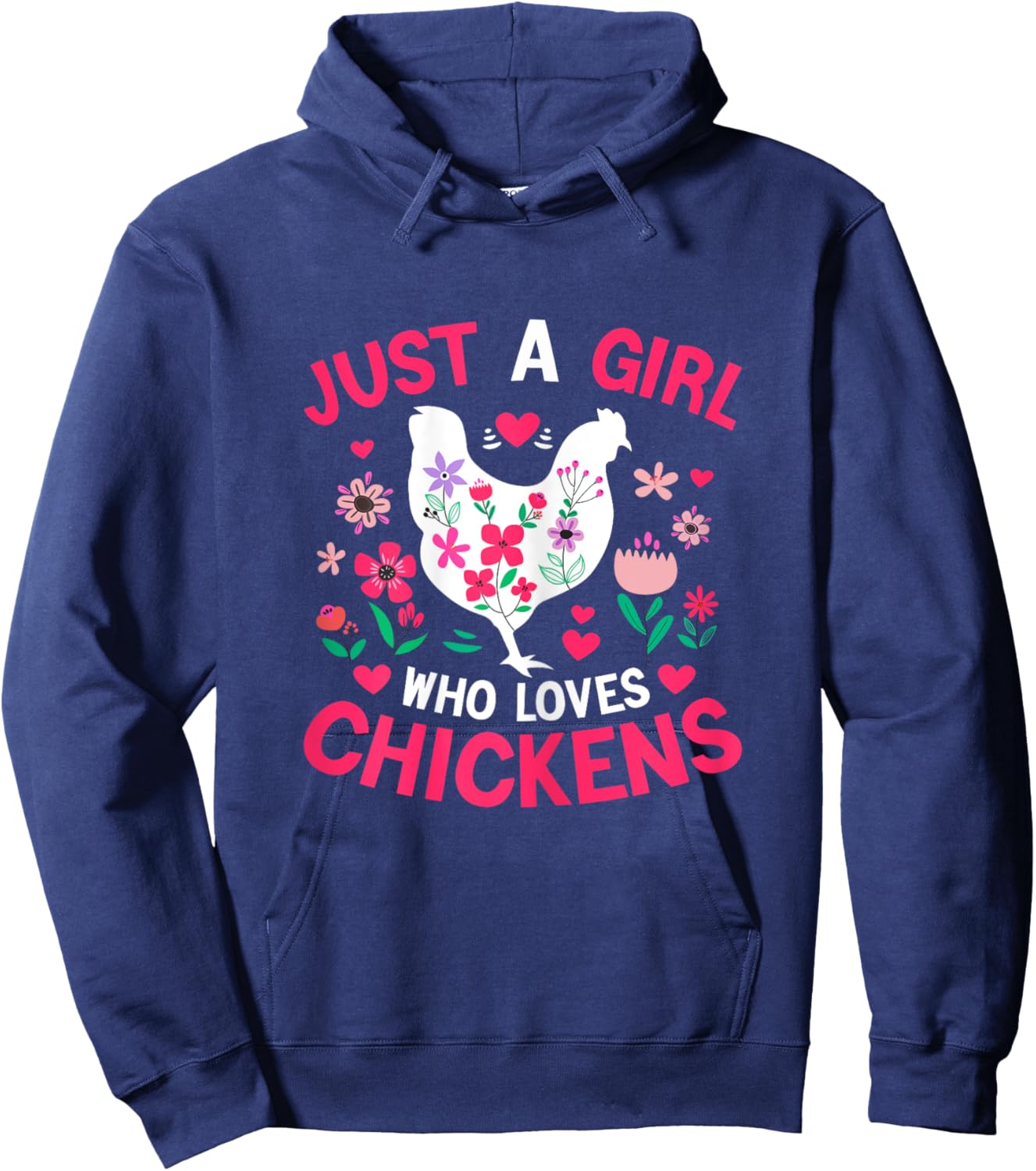Just a Girl who Loves Chickens Shirt Cute Chicken Kids Women Hoodie - Hoodie | Navy