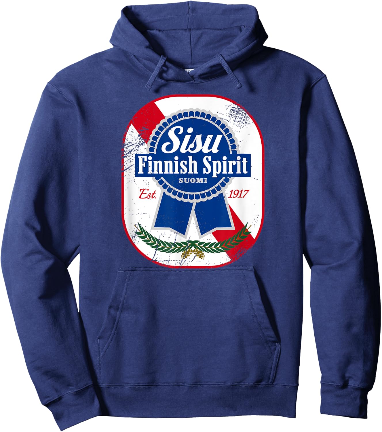 Sisu Finnish Finland Suomi Vintage Classic Retro Beer Label Hoodie - Hoodie | Navy