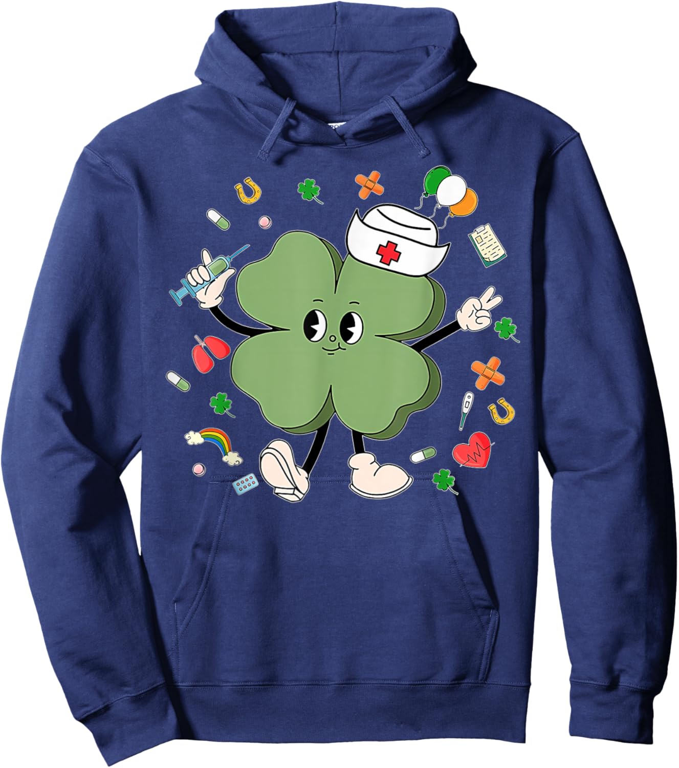 St Patricks Day Nurse Shamrock Saint Pattys Scrub Top Women Hoodie - Hoodie | Navy