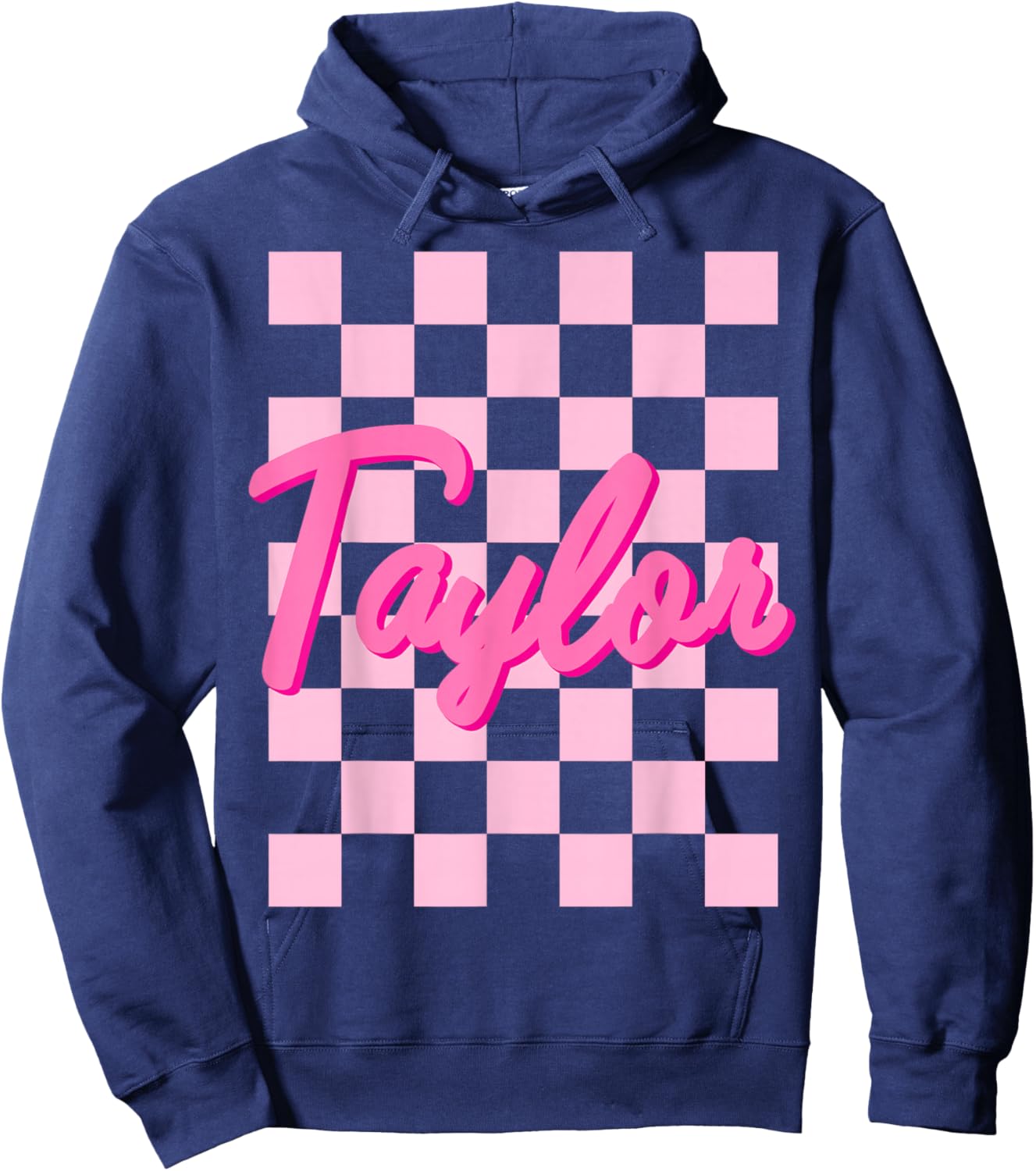 Girl Retro Taylor First Name Personalized Groovy Birthday Hoodie - Hoodie | Navy