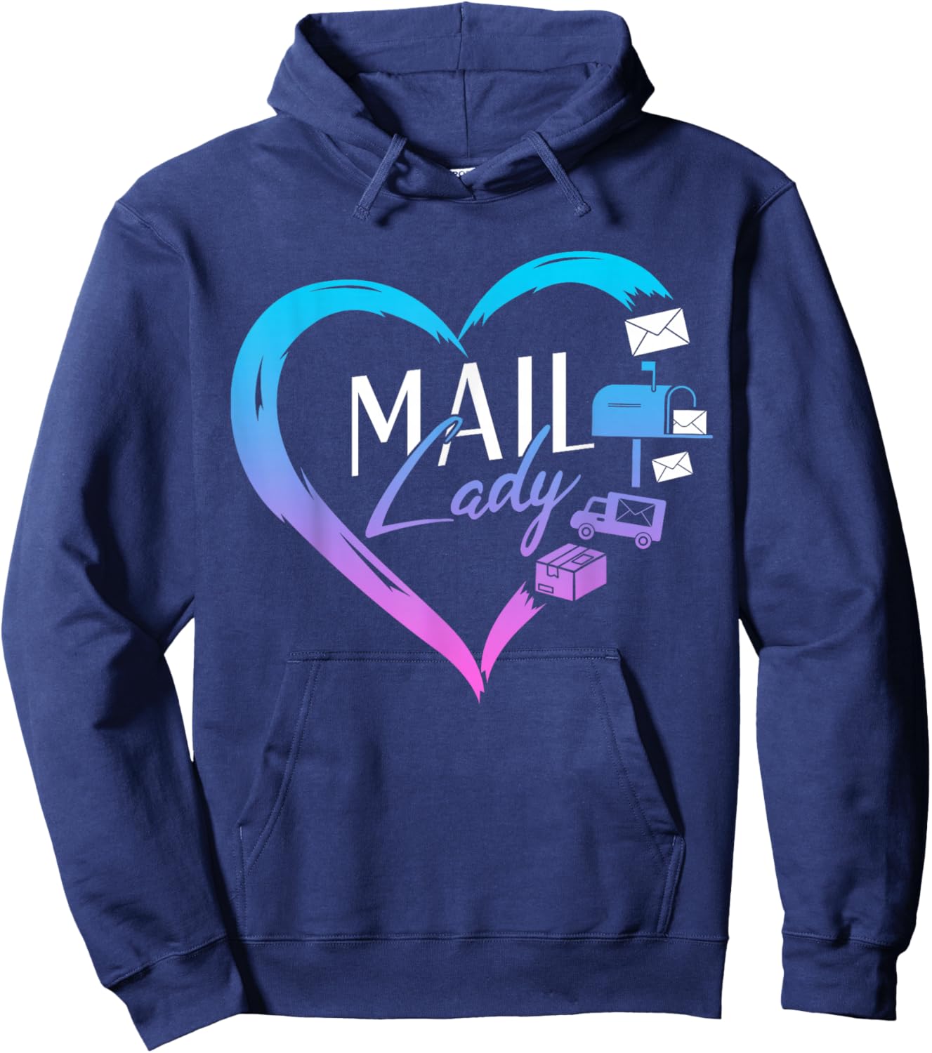 Female Postal Worker Mail Lady Heart World Post Day Hoodie - Hoodie | Navy