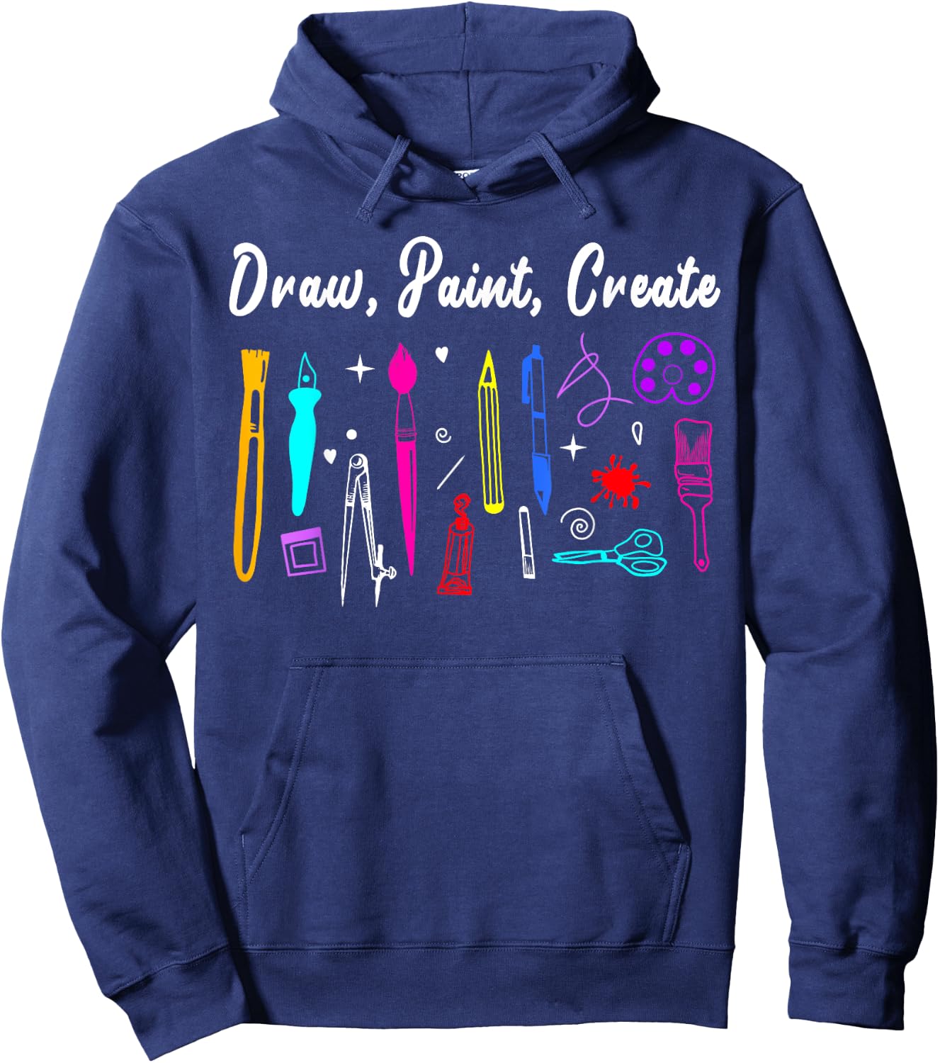 Draw Paint Create Artist Funny Art Teacher Gift Women Kids Hoodie - Hoodie | Navy