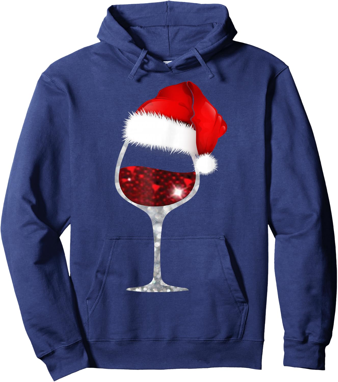 Wine Glass Xmas Christmas Wine Lovers Santa Hat Gift Hoodie - Hoodie | Navy