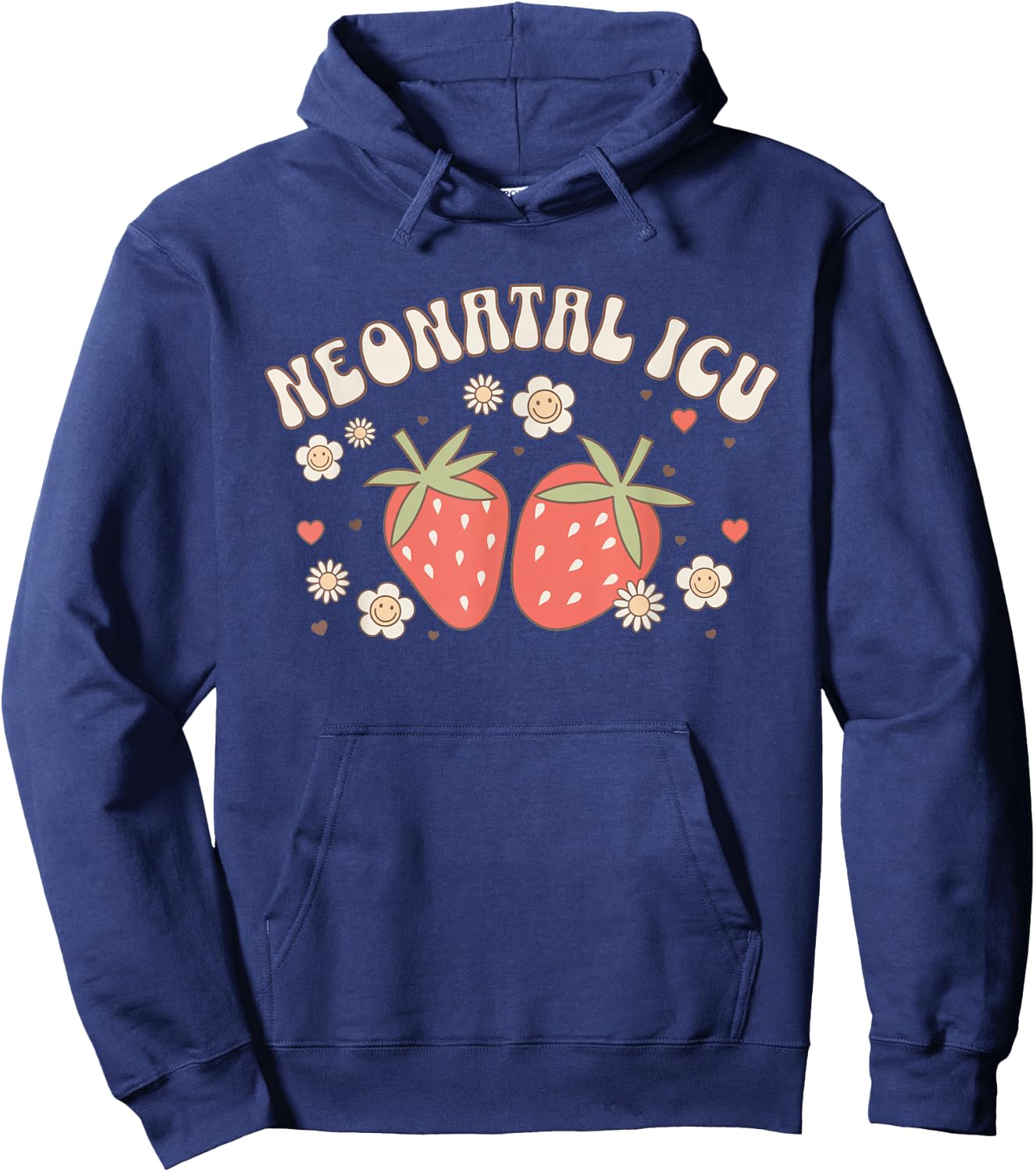 Strawberry NICU Nurse Gifts -Adults Strawberry NICU Nurse Neonatal Nurse Practitioner Graduation Black Short Sleeve Classic Fit Modern Classic Fit Crew Collar Small Hoodie - Hoodie | Navy