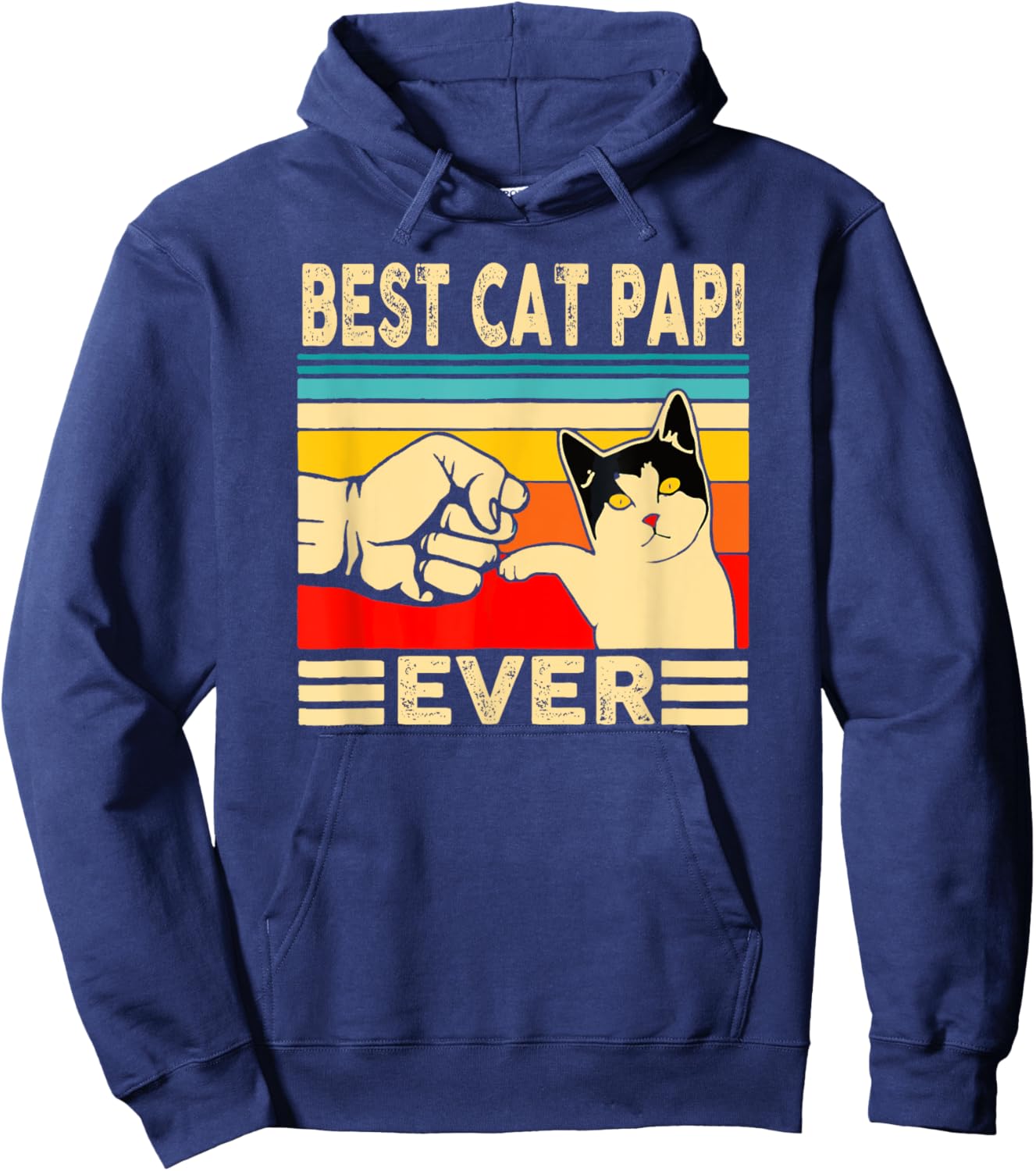 Best Cat Papi Ever Funny Cat Dad Cat Lover Crazy Cat Guy Men Hoodie - Hoodie | Navy